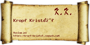 Kropf Kristóf névjegykártya