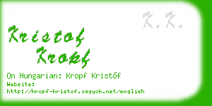 kristof kropf business card